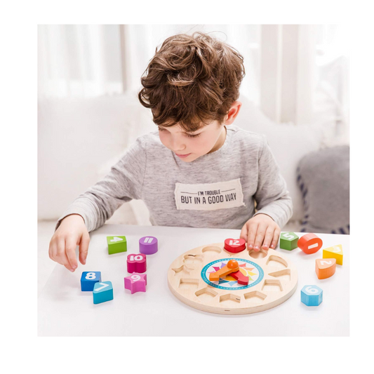 Classic World Tic-tac - Reloj de clasificación de forma de madera, 12 números, para niños pequeños, educación temprana