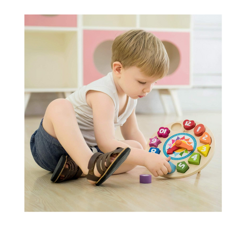 Classic World Tic-tac - Reloj de clasificación de forma de madera, 12 números, para niños pequeños, educación temprana