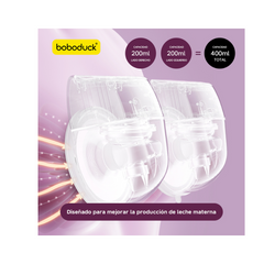 PACK - SET DOBLE DE EXTRACTORES WEARABLE + 2 BIBERONES AMBER 160ML + 2 INSERTOS REDUCTORES DE TALLA - BOBODUCK