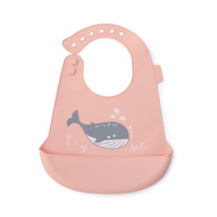 Babero maternelle con bolsillo de silicona ballenita para bebés y niños