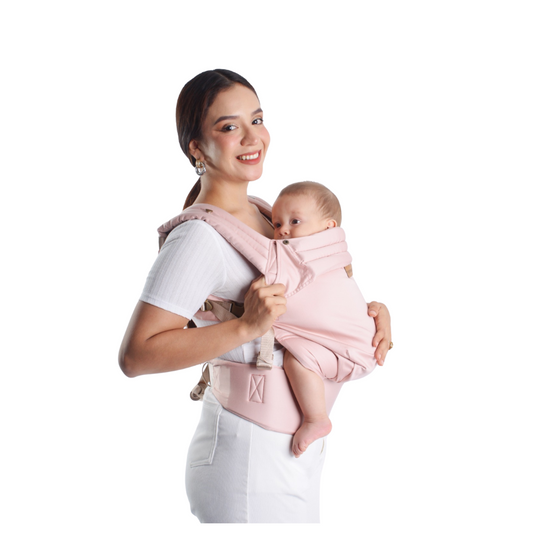 Mochila ergonómica premium maternelle palo rosa, fresco y resistente, soporte cervical, canguro, portabebé