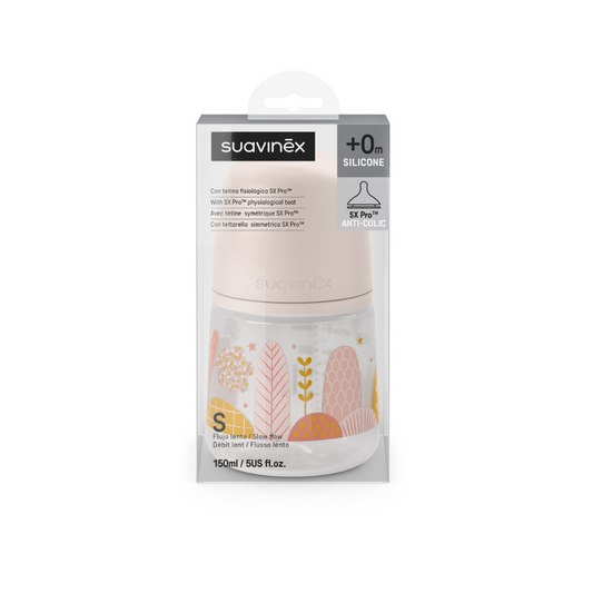 BIBERÓN ANTICÓLICO DREAMS FLUJO LENTO (S) 150 ML ROSA - 5 ONZAS SUAVINEX