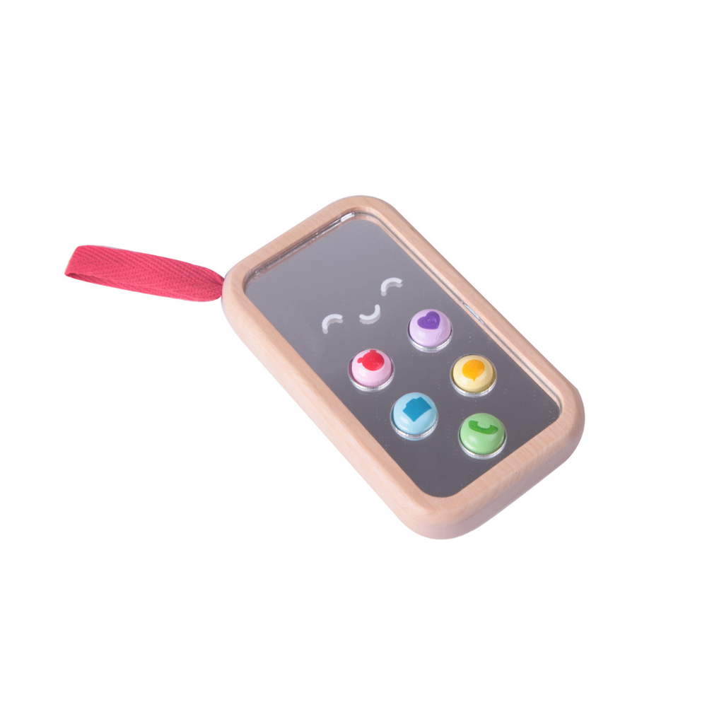 MY FIRST CELL PHONE- Teléfono de simulación de madera para niños con sonidos divertidos - 5 botones y funciones únicos - Juguete de simulación - Apto para mayores de 10 meses