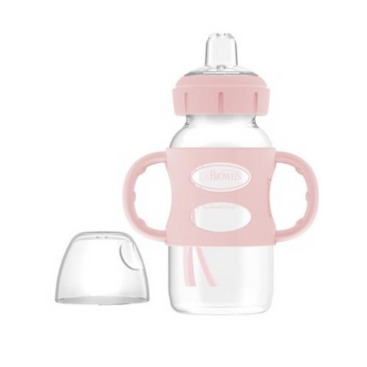 BIBERÓN CON ASAS OPT + BOCA ANCHA 9OZ ROSA CLARO