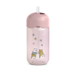 BOTELLA CON CAÑITA 340ml-5 ONZAS OSO ROSA - SUAVINEX