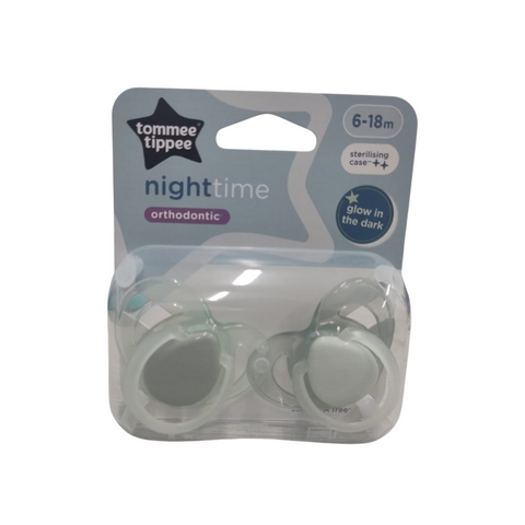 Chupones night time 6-18m negro x 2 unidades - Tommee
