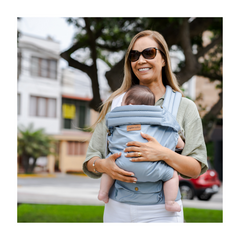 Mochila ergonómica premium maternelle Azul Apego, fresco y resistente, soporte cervical, canguro, portabebé