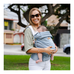 Mochila ergonómica premium maternelle Azul Apego, fresco y resistente, soporte cervical, canguro, portabebé