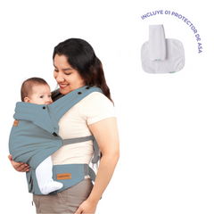 Mochila ergonómica premium maternelle Azul Apego, fresco y resistente, soporte cervical, canguro, portabebé