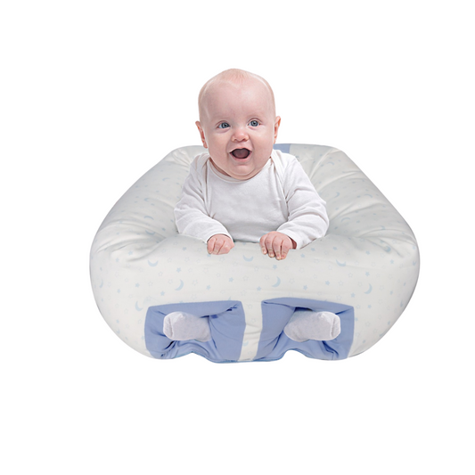 Puff de Descanso Bebé Celeste estrella , soporte 360, desmontable, hipoalergénico