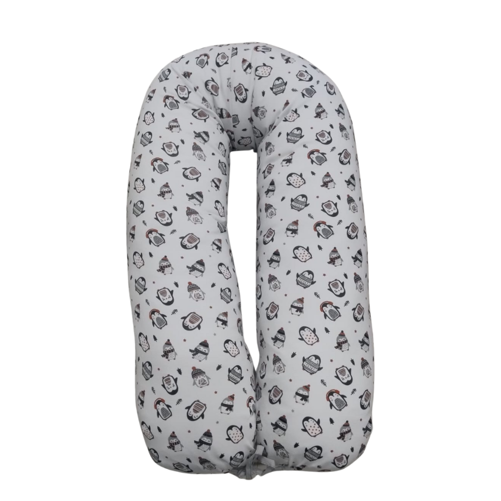 COJIN PRE Y POST NATAL - PLOMO PINGÜINO LINEA SMILE BABY