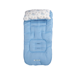 Colchoneta para Coches maternelle celeste pinguino, para coche de paseo o en la silla de auto,acolchado, suave, reversible, adaptable