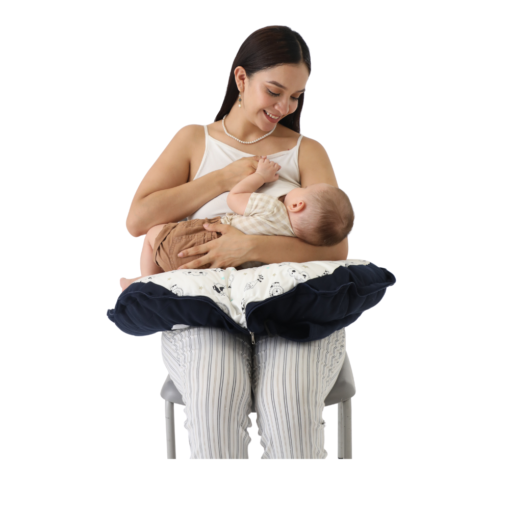 ALMOHADA DE LACTANCIA CONVERTIBLE EN BOLSO - AZUL NUBE