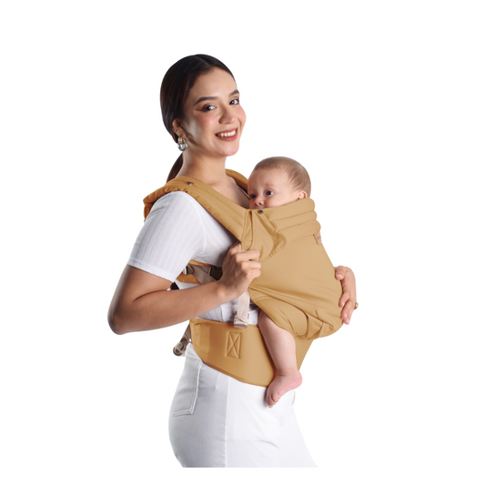 Mochila ergonómica premium maternelle Beige Camel, fresco y resistente, soporte cervical, canguro, portabebé