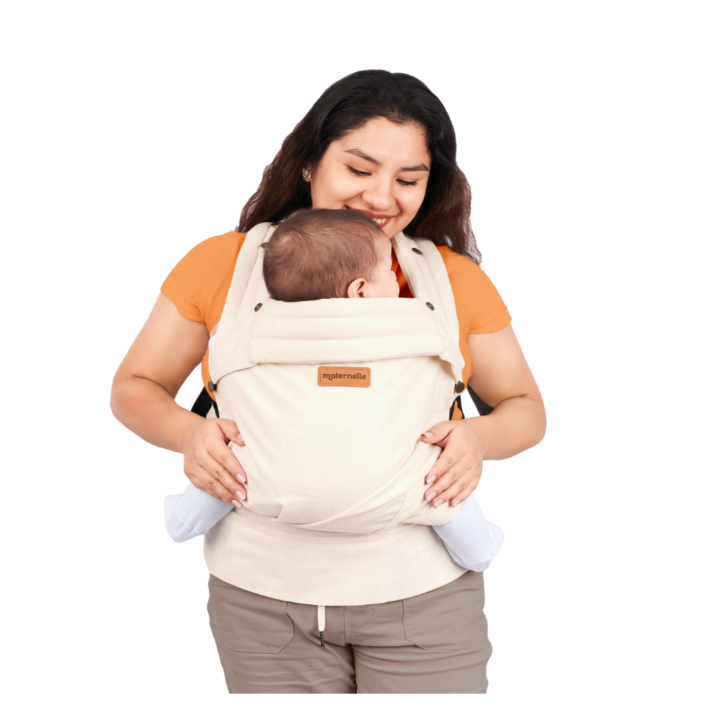 Mochila ergonómica premium maternelle beige, fresco y resistente, soporte cervical, canguro, portabebé