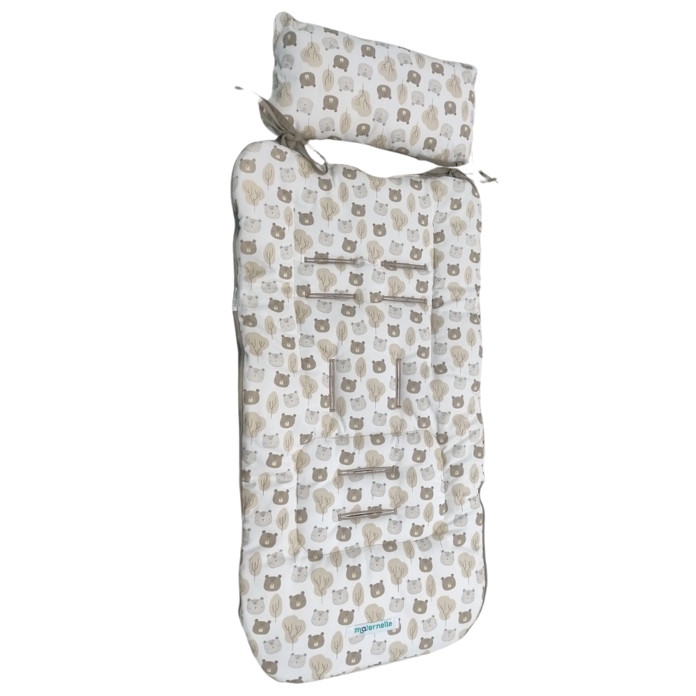 Colchoneta para Coches maternelle arena ositos, para coche de paseo o en la silla de auto,acolchado, suave, reversible, adaptable