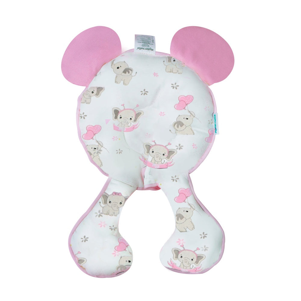 Soporte de cabeza 2 en 1 maternelle rosa elefante con amortiguación para la cabeza y el cuello del bebé
