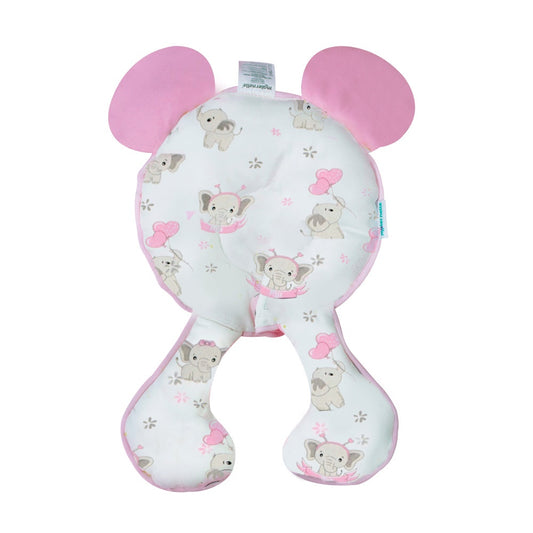 Soporte de cabeza 2 en 1 maternelle rosa elefante con amortiguación para la cabeza y el cuello del bebé