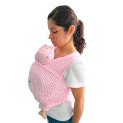 Fular Ergonómico maternelle rosado lineas para bebé en los primeros meses, portabebé