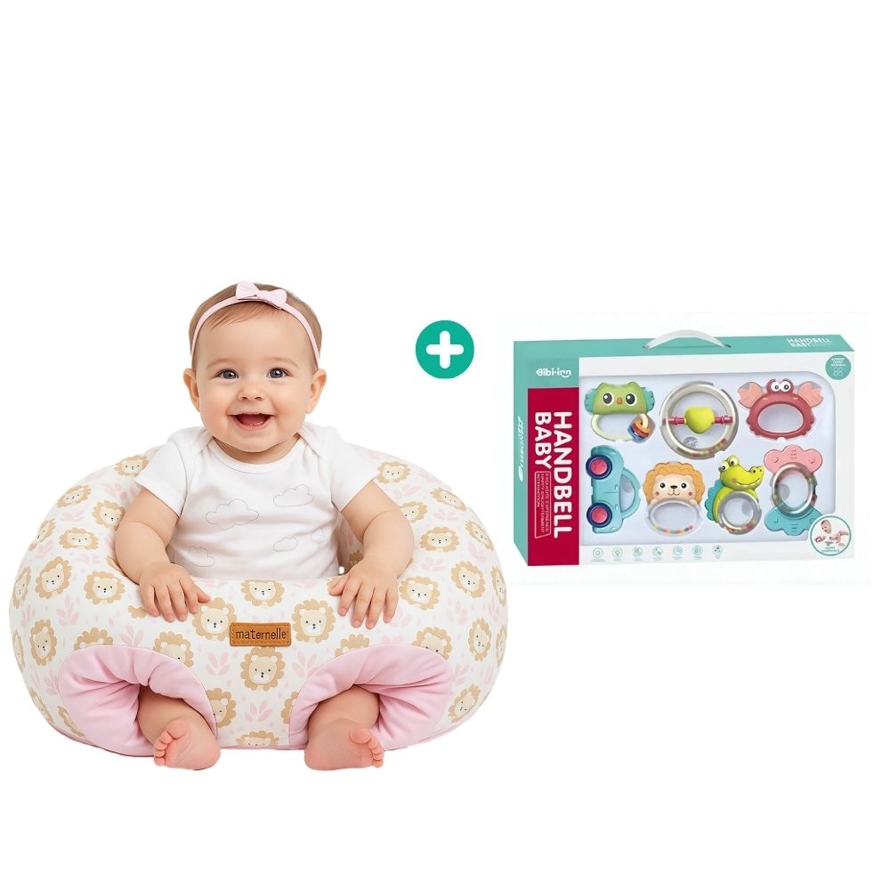 Pack Estimulación Sensorial para Bebé Maternelle (Puff descanso + Sonajas x8 uni.)