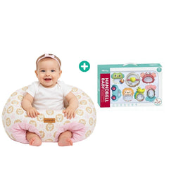 Pack Estimulación Sensorial para Bebé Maternelle (Puff descanso + Sonajas x8 uni.)