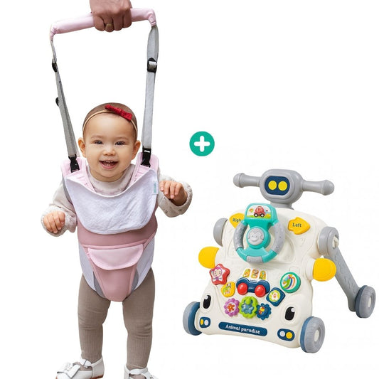 Pack Primeros Pasos para Bebé Maternelle (Arnes y caminador 2 en 1 + Caminador Musical Space 3 en 1)