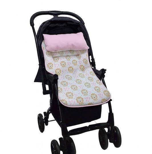 Colchoneta para Coches maternelle Rosado Bebé Leoncitos, para coche de paseo o en la silla de auto,acolchado, suave, reversible, adaptable