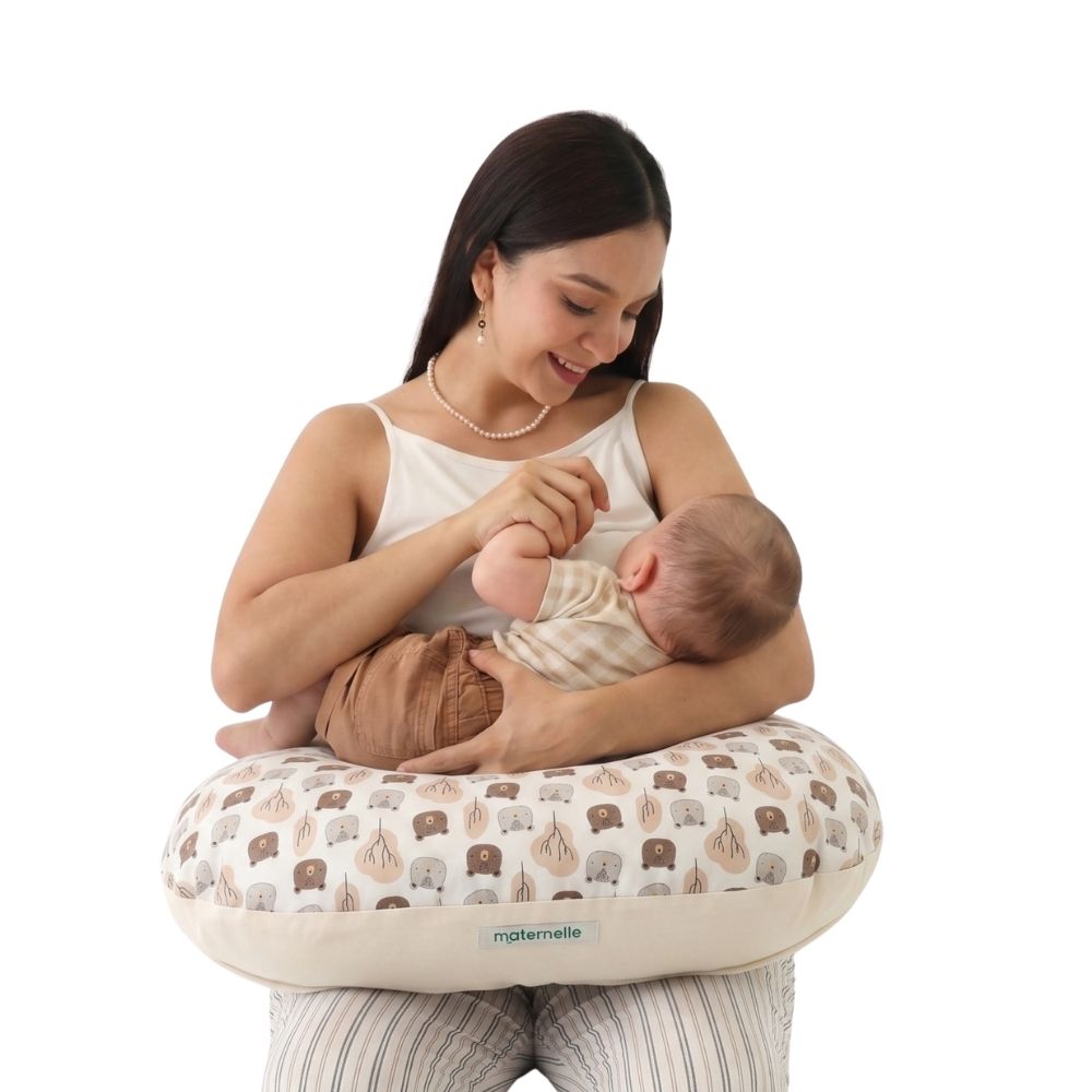 Almohada de Lactancia y Estimulación 5 en 1 Maternelle - Beige Ositos, cojin de lactancia