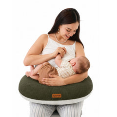 Almohada de Lactancia 5 en 1 y estimulación Maternelle - Bloom Verde Militar, cojin de lactancia, almohada para gestante