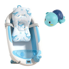 Bañera plegable con bandeja y gorro + Tortuga nadadora