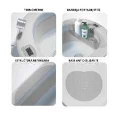 Bañera plegable con bandeja y gorro + Tortuga nadadora