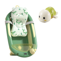 Bañera plegable con bandeja y gorro + Tortuga nadadora