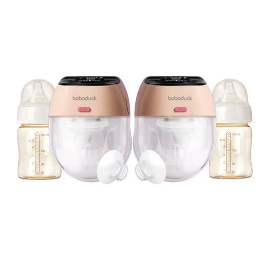 PACK - SET DOBLE DE EXTRACTORES WEARABLE + 2 BIBERONES AMBER 160ML + 2 INSERTOS REDUCTORES DE TALLA - BOBODUCK