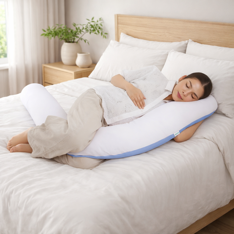 Cojín de Descanso Pre y Post Natal Maternelle Azul Apego, lactancia, colecho, soporte lumbar