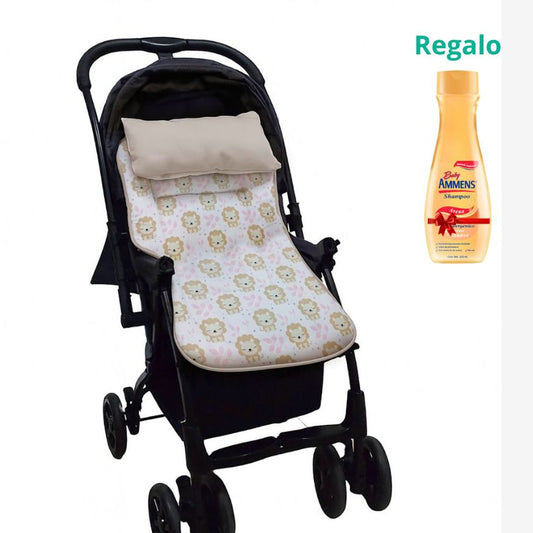 Colchoneta para Coches maternelle Beige Leoncitos, para coche de paseo o en la silla de auto,acolchado, suave, reversible, adaptable