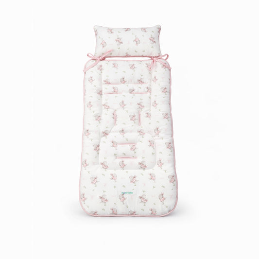 Colchoneta para Coches maternelle Rosado Conejita bailarina, para coche de paseo o en la silla de auto,acolchado, suave, reversible, adaptable
