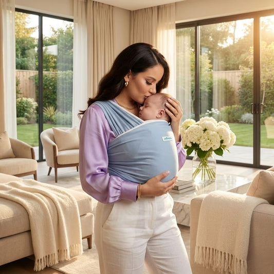 Fular Ergonómico maternelle Azul Apego para bebé en los primeros meses, portabebé