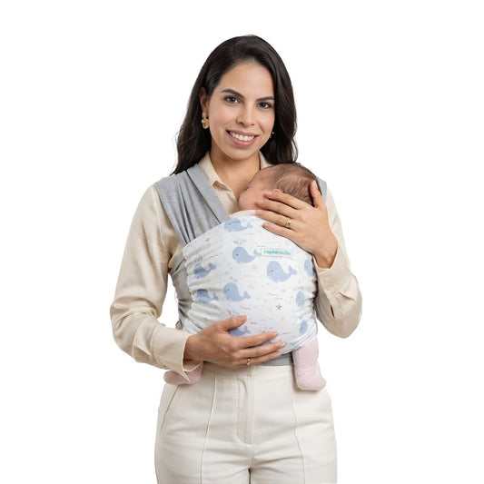 Fular Ergonómico maternelle Melange Ballenitas para bebé en los primeros meses, portabebé