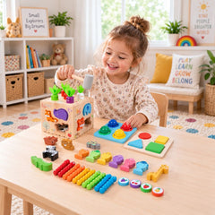 Cubo de actividades de madera Montessori 8 en 1