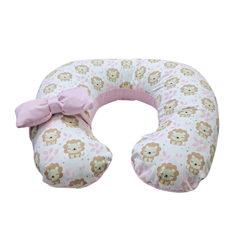 Almohada de Lactancia y Estimulación 5 en 1 Maternelle - Rosado bebé Leoncitos, cojin de lactancia