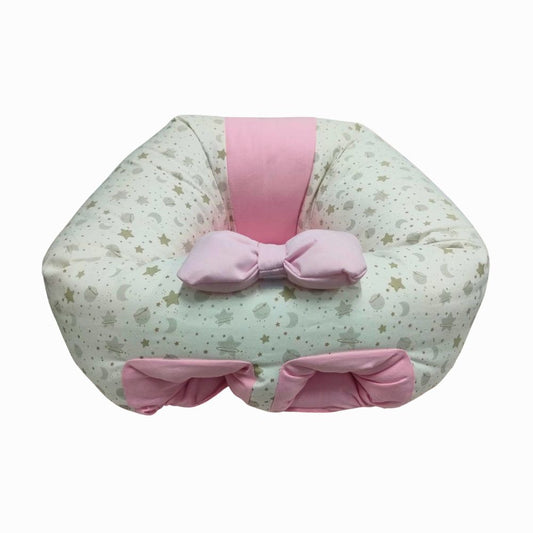 Puff de Descanso Bebé Rosado Estrella luna , soporte 360, desmontable, hipoalergénico
