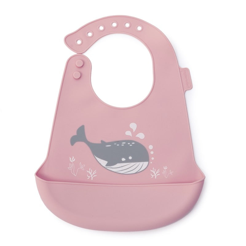 Babero con Bolsillo de Silicona Ballenitas - Maternelle
