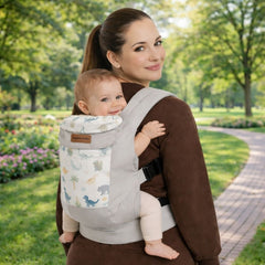 Mochila Portabebé Ergonómica 4 en 1 Maternelle - Modelo Plomo Dinosaurio- Adaptable y Confortable