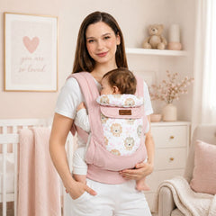 Mochila Portabebé Ergonómica 4 en 1 Rosado Leoncitos Maternelle