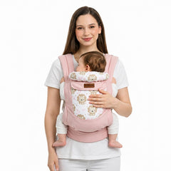 Mochila Portabebé Ergonómica 4 en 1 Rosado Leoncitos Maternelle