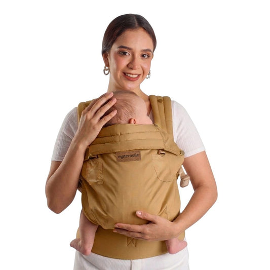 Mochila ergonómica premium maternelle Beige Camel, fresco y resistente, soporte cervical, canguro, portabebé