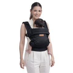 Mochila ergonómica Premium Maternelle black, fresco y resistente, soporte cervical, canguro, portabebé