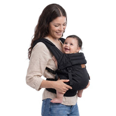 Mochila ergonómica Premium Maternelle black, fresco y resistente, soporte cervical, canguro, portabebé