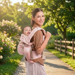 Mochila ergonómica premium maternelle palo rosa, fresco y resistente, soporte cervical, canguro, portabebé