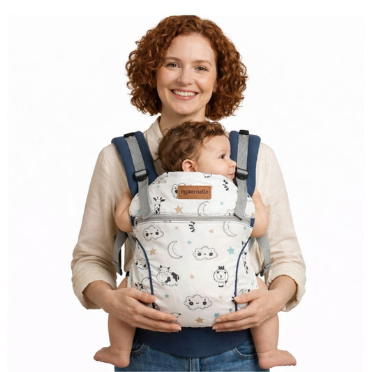 Mochila Ergonómica Evolutiva 4 en 1 maternelle Acero nubes, canguro, portabebé